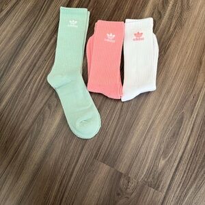 adidas Women's Ribbed Socks - Mint, Pink, White
